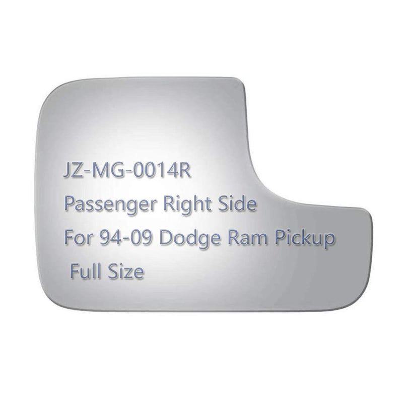 JZSUPER Lower Towing Side Mirror Glass fit for 1994-2009 Dodge Ram 1500 2500 3500 4000 4500 5500 700 Van Pickup Truck, Passenger Right Side RH Replacement Rearview Flat Glass, Including Adhesive - Image 1